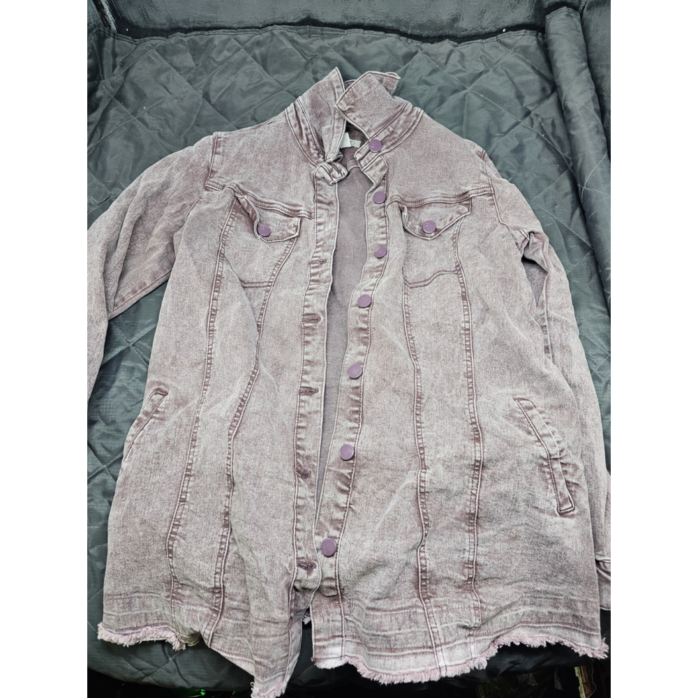LOGO Los Angeles Mauve Acid Wash Denim Jacket Women’s Size 10 Raw Hem